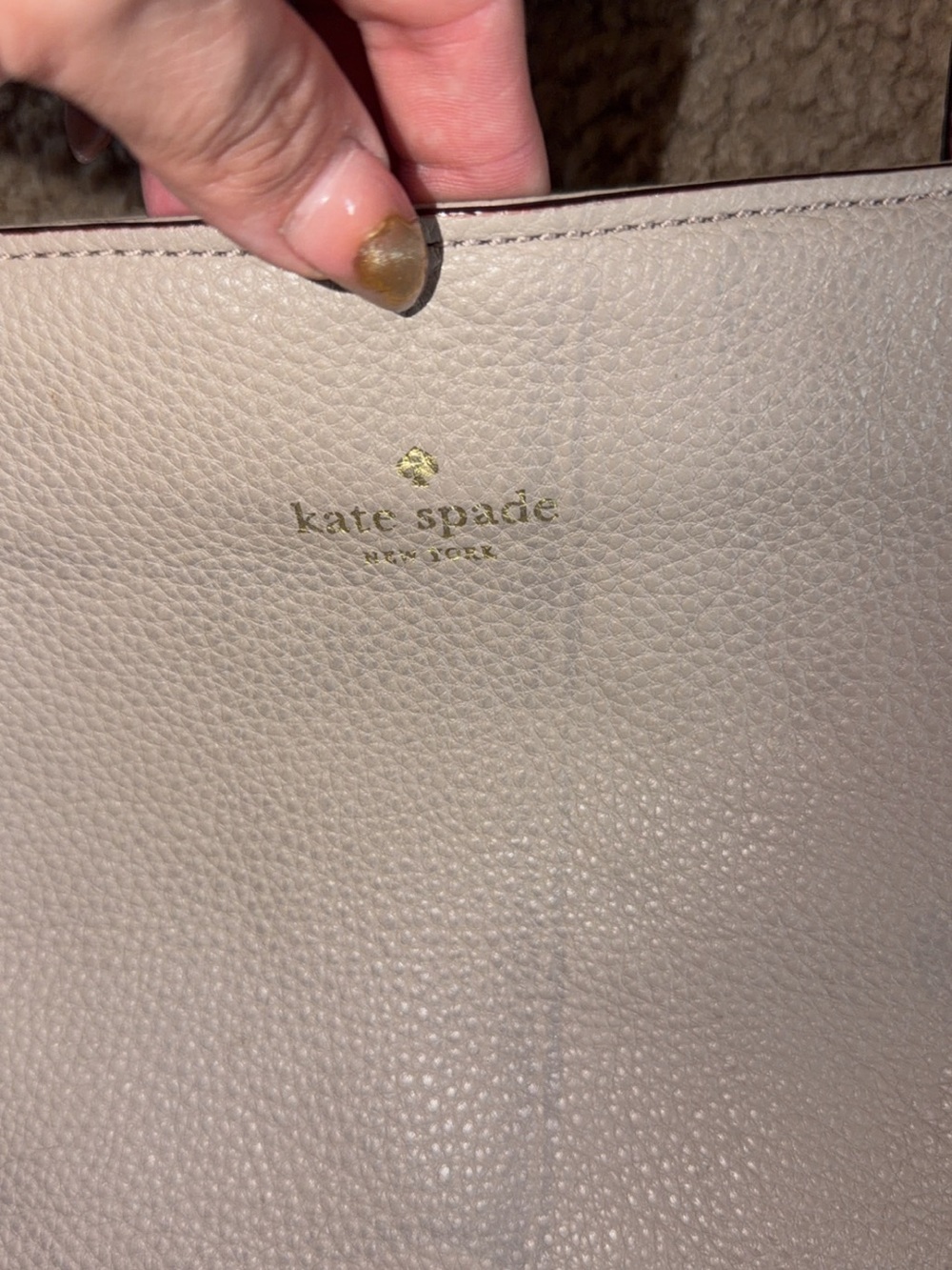 kate spade Pebbled Light Gray Leather Tote - Picture 2 of 7